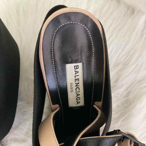 Balenciaga Black Pink Prism Elastic Wedge Lambskin Sandals size 40 - Picture 3 of 6